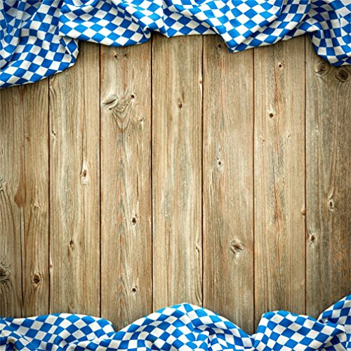 YongFoto 3x3m Vinyl Foto Hintergrund Oktoberfest Bayern Flagge auf Holzbrett Fotografie Hintergrund für Fotoshooting Portraitfotos Party Fotostudio Requisiten von YONGFOTO