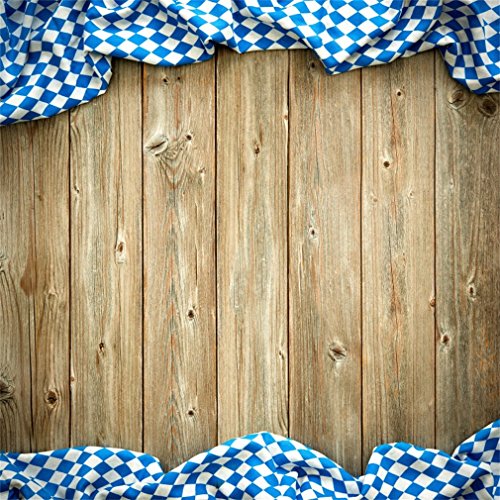 YongFoto 3x3m Vinyl Foto Hintergrund Oktoberfest Bayern Flagge auf Holzbrett Fotografie Hintergrund f黵 Fotoshooting Portraitfotos Party Fotostudio Requisiten von YONGFOTO