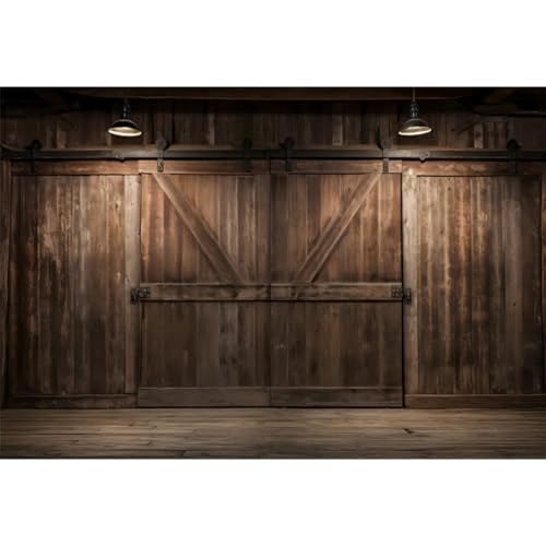 YongFoto 4,5x3m Westliche Bauernhaus Kulisse Land Holz Scheune Außentür Wandleuchte Hintergrund für Fotografie WestenBauernhof Zaun Banner Wallpaper Decor Kinder Mann Erwachsene Ländliche Porträt von YONGFOTO