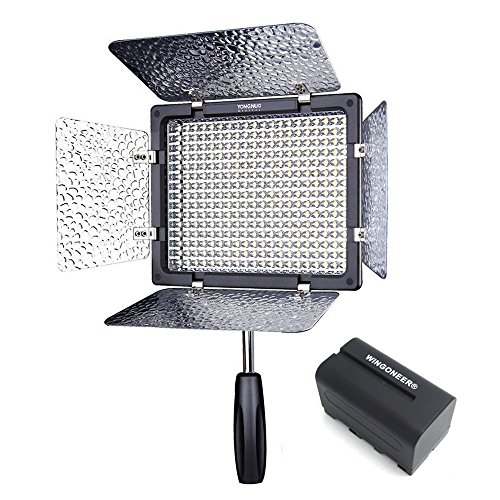 (mit Akku und Ladegerät) Yongnuo YN-300 LED Videoleuchte 5500K LED-Videoleuchte mit 300pcs LED Video Licht Dimmen Licht mit IR-Fernbedienung für Canon Nikon SLR Kamera Camcorder DV Camcorder Upgrade von YN160 YN160S CN 160 von YONGNUO