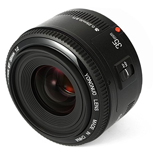 Yongnuo YN35mm F2 Objektiv 1: 2 AF/MF-Weitwinkel-Fest/Prime Autofokus-Objektiv für Canon EF Befestigung EOS Kamera mit WINGONEER Diffusor von YONGNUO