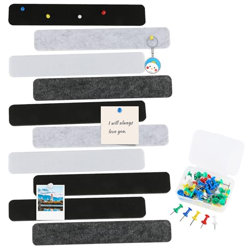 10 Stück Filzpinnwand selbstklebend mit 40 Stecknadeln, 33 x 5cm Pinnwände Stangenleisten Korkbrett Memo Boards Fotos Filzbrett Pinnwand Wanddekoration für Büro, Schlafzimmer, Küche von YONGQING