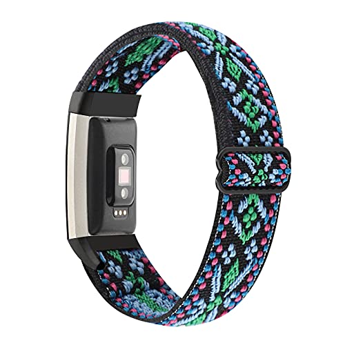 YONWORTH Verstellbares elastisches Armband kompatibel mit Fitbit Charge 2, weiches elastisches Nylon-Ersatzarmband für Damen und Herren, Aztekenblau, Grün, Armband, sportlich YONWORTH Verstellbares elastisches Armband kompatibel mit Fitbit Charge 2, weiches elastisches Nylon-Ersatzarmband für Damen und Herren, Aztekenblau, Grün, Armband, sportlich von YONWORTH