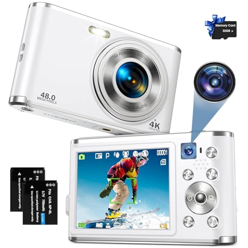 Digitalkamera,AutoFocus 4K Fotokamera mit Dual-Kamera,Fotoapparat Digitalkamera mit 32GB Karte,16X Digitalzoom,2,8" großem Bildschirm Vlogging Kamera Tragbare Kompaktkamera für Einsteiger-Weiß Digitalkamera,AutoFocus 4K Fotokamera mit Dual-Kamera,Fotoapparat Digitalkamera mit 32GB Karte,16X Digitalzoom,2,8" großem Bildschirm Vlogging Kamera Tragbare Kompaktkamera für Einsteiger-Weiß von YOODEE