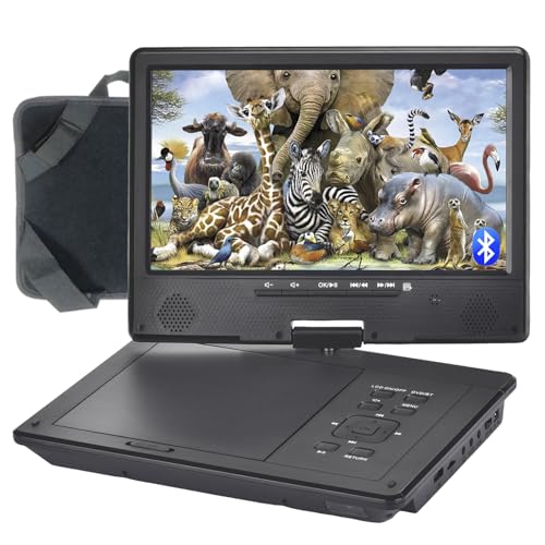 YOOHOO Tragbarer DVD-Player 10,5 Zoll-Schwenkbildschirm für Kinder, unterstützt wiederaufladbare Batterie, alle Regionen kostenlos, Wiedergabe Aller Formate MKV/MP4/WAV/AVI/RMVB/MP3/CD von YOOHOO