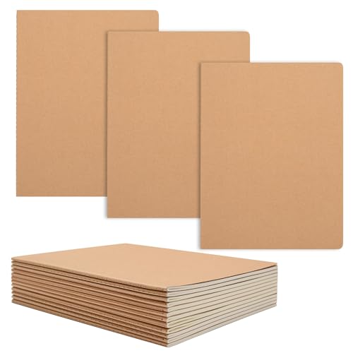 YOOMONA 15er Pack B5 Kraftpapier Notizbücher, 19,3 x 25,4 cm, 60 leere Seiten (30 Blatt) - Collegeblock für Schule, Studium, Büro, Reise, Tagebuch, Skizzen & Notizen von YOOMONA