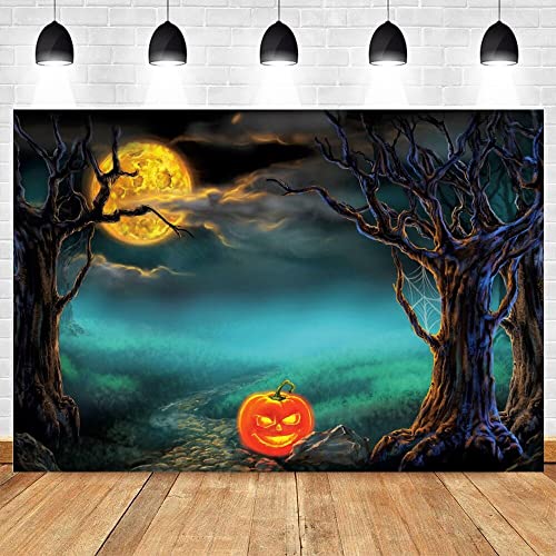 Happy Halloween Hintergrund Mond, Zweige, Wald, Kürbis Laterne Fotografie Hintergrund Foto Studio Vinyl Photophone Photozone350x230cm von YOOOOOOOY