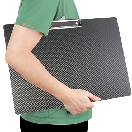 YOOOYOOO True 3K Kohlefaser-Klemmbrett, 44,5 x 31,5 cm (silberfarbener Stifteinsatz) von YOOOYOOO