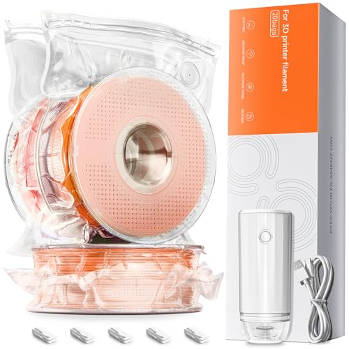 YOOPAI 3D-Druck Filament Vakuumbeutel Kit, Upgrade-Ventil mit Autopumpe und Dichtung Clips, 20 Beutel 38x33 cm für Bambu Lab/Creality 1.75mm Filamente, Staub- und Feuchtigkeitsschutz von YOOPAI