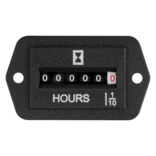 Yooreal DC 6-80V Mechanischer Betriebsstundenzähler, Betriebsstundenzähler ohne Batterie, wasserdicht für Dieselmotor Traktor Generator Wechselrichter Boot RV Zero Rasenmäher Schneefräse (DC 6-80V) von YOOREAL
