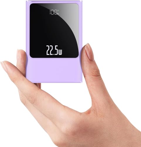 Superschnelle 22,5W Powerbank mit 10000mAh, USB-C-Ausgänge und Eingänge Tragbares Telefonladegerät Mini Akku kompatibel mit iPhone Samsung Tablet und Mehr (Lila) von YOOSANG