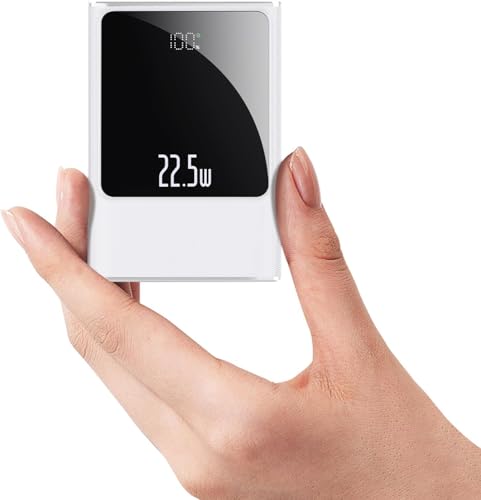 Superschnelle 22,5W Powerbank mit 10000mAh, USB-C-Ausgänge und Eingänge Tragbares Telefonladegerät Mini Akku kompatibel mit iPhone Samsung Tablet und Mehr (Weiß) von YOOSANG