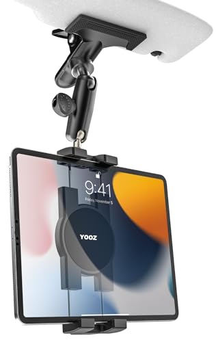 YOOZ Auto Sonnenblende Tablet Halter, Fahrzeug Visier iPad Mount Clip [Stabil ohne Schütteln] Sonnenschutz Tablet Klemme mit verstellbarem Metallarm für iPad, Galaxy Tab, Kindle, Fire, Telefon, 4-13 von YOOZ