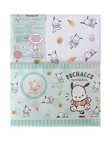 Sanrio Pochacco Brief-Set 8 Briefpapier + 4 Umschläge + 4 Aufkleber Schreibwaren Japan von YOP'S