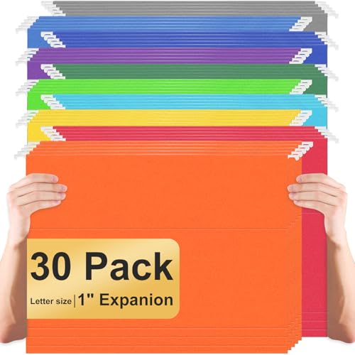 Hängeregistratur-Ordner, Briefformat, Hängeregistraturordner mit Registern, bleiben Sie organisiert für Ihr Zuhause und Büro, Großhefte, Dokumente und Papier, 10 Farben, 30 Stück von YOPCDJ