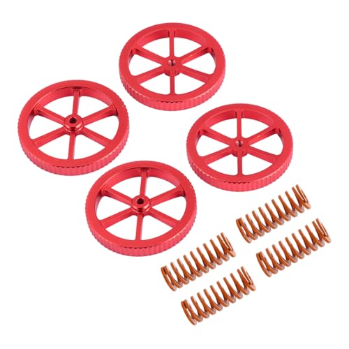 YOSADIER 4 Stück Zubehör für den 3D-Druck heizbett plat nusse rändelmutter druckkopfreiniger druckerr nut Frühling Aluminium Nivellierer Teile Hot-Bett-Die-Springs Hand Nuss Druckfedern rot von YOSADIER