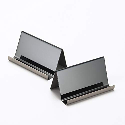 YOSCO Edelstahl Visitenkartenhalter für Schreibtisch Büro Visitenkartenhalter Sammlung Organizer für Visitenkarte, Visitenkarte Display, 2er Pack (schwarz) von YOSCO