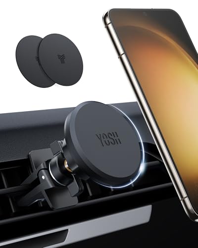YOSH Handyhalterung Auto Magnet Lüftung, Magnetische für Lüftungsgitter, Stabilere Konstruktion - [Double-Lock-Clip] Universal KFZ für iPhone, Samsung, Pixel & andere Geräte, 360 ° Drehung von YOSH