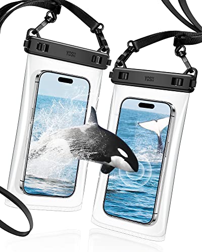 YOSH TPU wasserdichte Handyhülle [Verbessertes Crossbody Design] [2 Stück], 7,5 Zoll IPX8 Unterwasser Handyhülle, Handy Wasserschutzhülle für iPhone 16 15 14 13 12 Pro Max Samsung S24 S23 S22 Ultra von YOSH