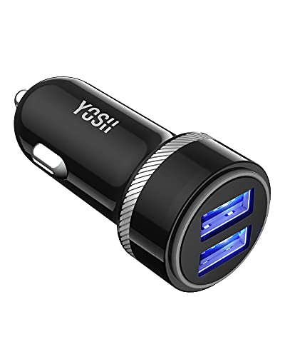 YOSH Auto Ladegerät 24W 2 Port Mini KFZ Ladegerät 5V/4.8A Zigarettenanzünder USB Ladegerät für iPhone 11 pro XR Xs Max X 8 7 6 6s Samsung S10 S9 S8 Huawei Xiaomi Tablets MP3-Gerät usw (Schwarz) von YOSH