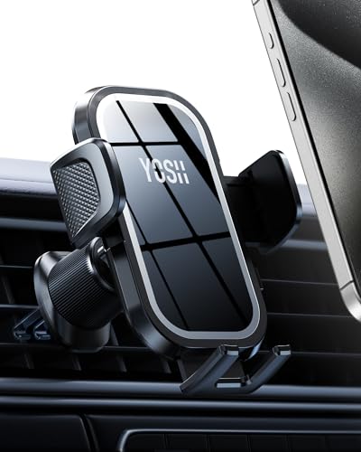 YOSH Handyhalterung Auto Lüftung,NEU Hochglänzendes Design Universal Handyhalterung für Autos mit Metall-Doppelhaken, für iPhone 16 Pro Max Samsung S23 Ultra Pixel Smartphones, Silber von YOSH