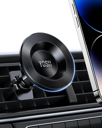 YOSH Mag-Safe Autohalterung Neu 2023 Magnetische Auto-Telefonhalterung Lüftung für iPhone 15/14/13/12 Serie & Mag-Safe Handyhüllen, 360° drehbare Magnet-Telefon-Halterung mit Doppelverschlussclip von YOSH