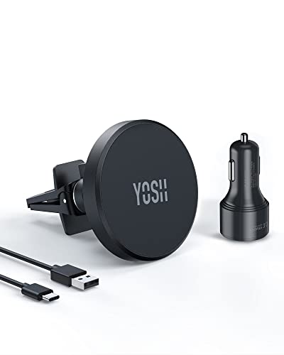 YOSH Mag-Safe Autoladehalterung Magnetisches Kabelloses Auto Ladegerät für iPhone 16/15/14/13/12 Serie & Mag-Safe Case, 360° drehbare doppeltem Verschluss-Clip Autohalterung mit 36W Autoladegerät YOSH Mag-Safe Autoladehalterung Magnetisches Kabelloses Auto Ladegerät für iPhone 16/15/14/13/12 Serie & Mag-Safe Case, 360° drehbare doppeltem Verschluss-Clip Autohalterung mit 36W Autoladegerät von YOSH