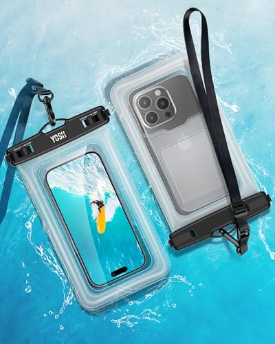 YOSH Schwimmende wasserdichte Handyhülle [Großes Telefon Freundlich], 2 Stück 9,0 Zoll TPU Wasserfeste Handyhülle, Unterwasser Handytasche für iPhone 15 14 13 12 Pro Max Plus, Galaxy S23 S22 Ultra von YOSH