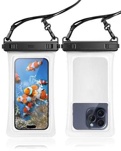 YOSH wasserdichte Handyhülle, 2 Stück IPX8 Groß Mattierter Unterwasser Handyhülle, TPU Crossbody Handy Wasserschutzhülle für iPhone 15 14 13 12 11 Pro Max Plus Samsung Galaxy S23 S22 bis zu 8,0 Zoll von YOSH