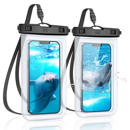 YOSH wasserdichte Handyhülle 2 Stück, 6,8 Zoll IPX8 Unterwasser Handyhülle, Wasserfeste Handytasche für iPhone 15 14 13 12 11 Pro XS XR SE 8 7 Samsung S23 S22 Xiaomi Huawei - Kristallklar von YOSH