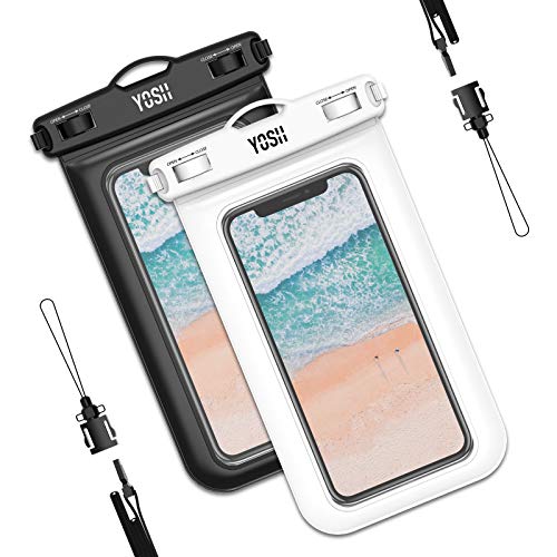 YOSH wasserdichte Handyhülle - [2 Stück/6,8 Zoll] IPX8 Unterwasser Handyhülle für Schwimmen, Handy Wasserschutzhülle für iPhone 15 14 13 12 11 Pro XS X Samsung S23 S22 Xiaomi Huawei [Schwarz & Weiß] von YOSH