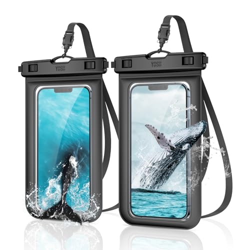 YOSH wasserdichte Handyhülle [2 Stück], 6,8 Zoll IPX8 Unterwasser Handyhülle, Handy wasserdichte Hülle für iPhone 16 15 14 13 12 11 Pro XS XR SE Samsung S24 S23 S22 Xiaomi 15 14 Huawei - Schwarz von YOSH