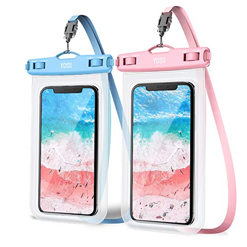 YOSH Blau und Rosa wasserdichte Handyhülle [2 Stück], 7 Zoll IPX8 Unterwasser Handyhülle, Wasserfeste Handytasche für iPhone 16 15 14 13 12 11 Pro XS XR SE Samsung S24 S23 S22 Xiaomi 15 14 Huawei von YOSH