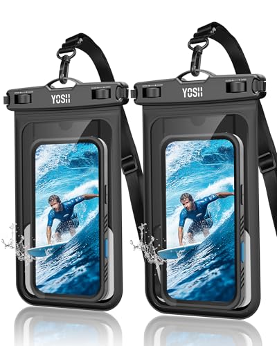 YOSH wasserdichte Handyhülle [Großes Telefon Freundlich], 2 Stück 9 Zoll Wasserfeste Handyhülle mit Verstellbarem Schlüsselband, Unterwasser Handytasche für iPhone 15 14 13 12 Pro Max Galaxy S23 Ultra von YOSH