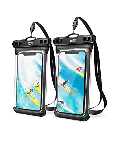 YOSH wasserdichte Handyhülle [Seitentasten Nahtloses Design] 2 Stück IPX8 7,5 Zoll Unterwasser Handytasche Handy Wasserschutzhülle mit Schlüsselband für iPhone 14 13 12 11 Pro Max Samsung S23 S22 von YOSH