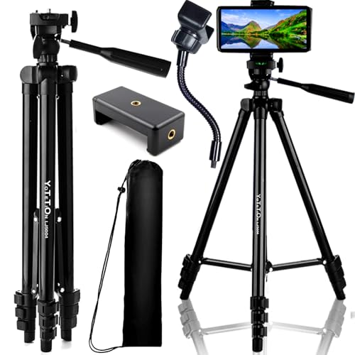 152,4 cm (60 Zoll) Handy-Stativ, 3 Abschnitte, rundes Rohr, Aluminium, einziehbar, kompatibel mit iPhone/Android/Action-Kamera, perfekt für Live-Streaming/Videoaufnahmen/Selfies von YOTETION