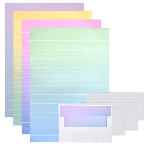 YOTINO 48 Blatt Briefpapier + 24 Umschlägen in Farbverlauf, Briefset Schreibpapier Set mit Umschlag für Geschäftseinladungen, Glückwünsche, Liebesbriefe(4 Farben) von YOTIN