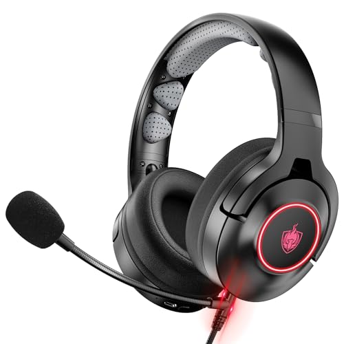 YOTMS Gaming Headset für PS5, PS4, PC, 2-IN-1 Bluetooth Over-Ear-Kopfhörer mit Mikrofon, LED-Licht, für Nintendo Switch Telefon Laptop Mac (Rot) von YOTMS