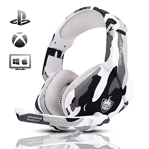 YOTMS H1 Gaming Headset, PS5 Headset für PS4 PC mit 3D Surround Sound Headset mit Mikrofon Kopfhörer Noise Cancelling für Gamer (Camo) von YOTMS