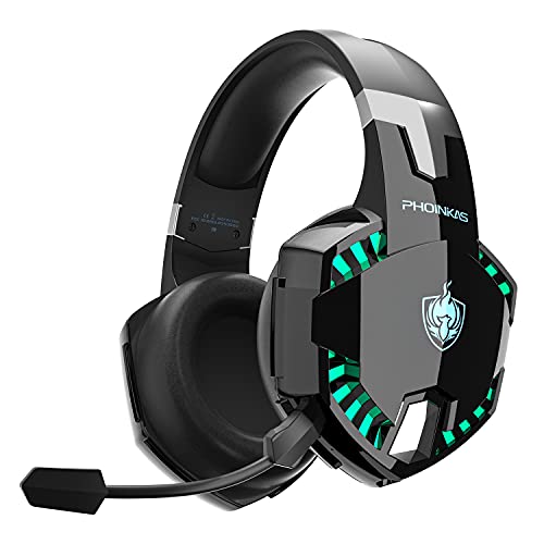 YOTMS PS4-Gaming-Headset für PS5, PC, Switch, G2000 Pro, kabellose Bluetooth-Over-Ear-Kopfhörer für Telefon, Laptop, mit abnehmbarem Mikrofon mit Geräuschunterdrückung, Stereo-Sound (eiscyan) von YOTMS