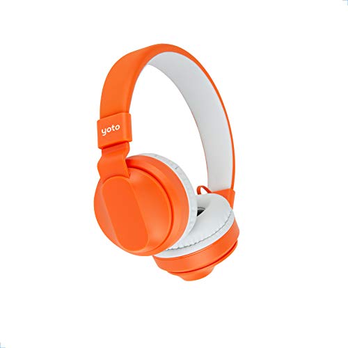 Yoto Kabelgebundene Kopfhörer mit Reisetasche – Orange, leicht und verstellbar mit Lautstärkebegrenzung für sicheres Hören von YOTO