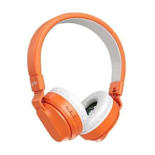 Yoto Kabellose Bluetooth-Kopfhörer mit Reisetasche – Orange, leicht und verstellbar mit Lautstärkebegrenzung für sicheres Hören von YOTO