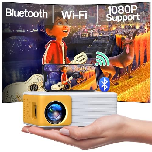 Mini Beamer, YOTON WiFi Bluetooth Projektor Full HD 1080P Unterstützt, Video Beamer Handy Kompatibel mit USB/HDMI/AV, Mini Projector für Handy iOS und Android/PC/PS4/PS5/Xbox Portable Projektor von YOTON