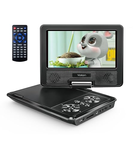 YOTON 9,5" Tragbarer DVD Player Auto Für Kinder Mit 7,5" HD-Schwenkbaren Bildschirm, Stereo-Lautsprecher, Unterstützt 6 Stunden Eingebauter Akku, Sync TV/USB/SD-Karte [Blu-ray Nicht Unterstützt] von YOTON