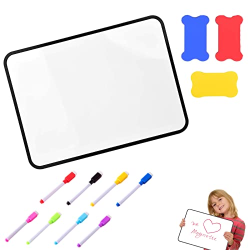 Whiteboard Klein A4, 21x30 cm Doppelseitiges Mini Whiteboard mit 8 Stiften und 3 Radiergummis, Tragbare Whiteboards für Kinder Schüler Klassenzimmer Schulmaterial von YOUDALIS
