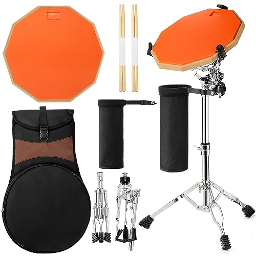 YOUEON Drum Practice Pad Snare Drum Stand Set, 30.5 cm Double Side Drum Pad Set with 5A Drumsticks, Drumstick Holder and Carry Bag, Drum Practice Pad Kit for Adults, Beginners von YOUEON