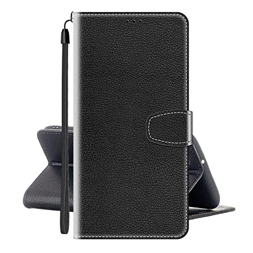 BQ Aquaris X2 Pro Hülle PU Leder Flip Case Wallet Magnetverschluss Handyhülle Seitlich Klappbares Ledertasche Interner Hülle silikon,Schutzhülle Etui Tasche mit Brieftasche/Kartenfach(Schwarz) von YOUKARSHERN