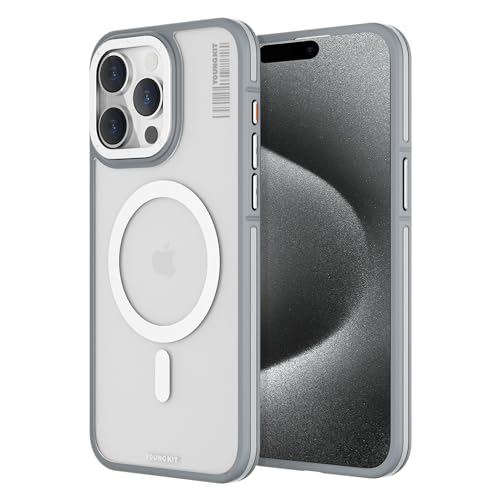 YOUNGKIT Guardian-Mag für iPhone 15 Pro Hülle für Magsafe (Unzerstörbare Sturzfestigkeit & Stärkster Magnetisch) Case Dünn Handyhülle, Matt Grau von YOUNGKIT