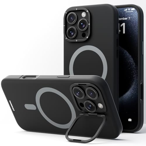 YOUNGKIT Oringal Titan Wüstensand 360° MagicStand für iPhone 16 Pro Max Hülle mit MagSafe & Unsichtbarer Ständer [Militärschutz] Stoßfest Schutzhülle Griffig Case Dünn Handyhülle, Pro-Version, Schwarz von YOUNGKIT