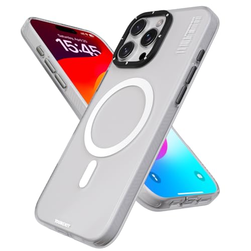 YOUNGKIT Matt Magnetisch Hülle für iPhone 16 Pro Max, Kompatibel mit MagSafe, [Militärnorm Sturzschutz] Stoßfest Kratzfest Rückseite Schutzhülle Dünn Flüssig Silikon Handyhülle Case, Weiß von YOUNGKIT
